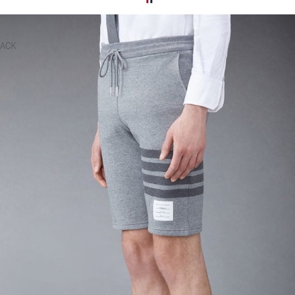 THOM BROWNE MEDIUM GREY COTTON LOOPBACK TONAL 4-BAR SWEAT SHORTS - Picture 16 of 16